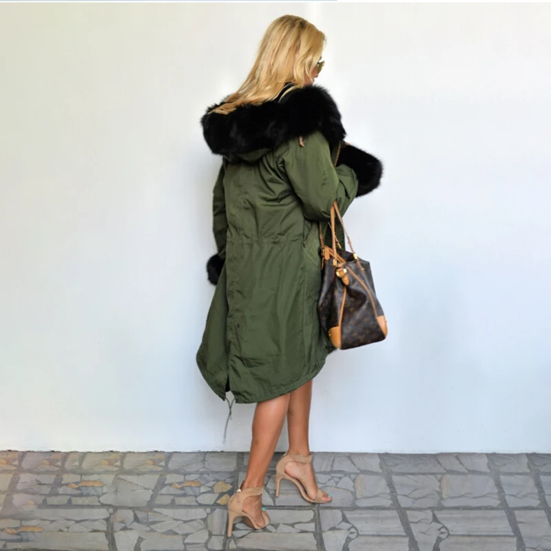 Tatyana Furclub New Real Fur Parka Winter Outwear Natural Fox Fur Collar Coats For Women Fur Jacket Office Lady Thick Warm Parka