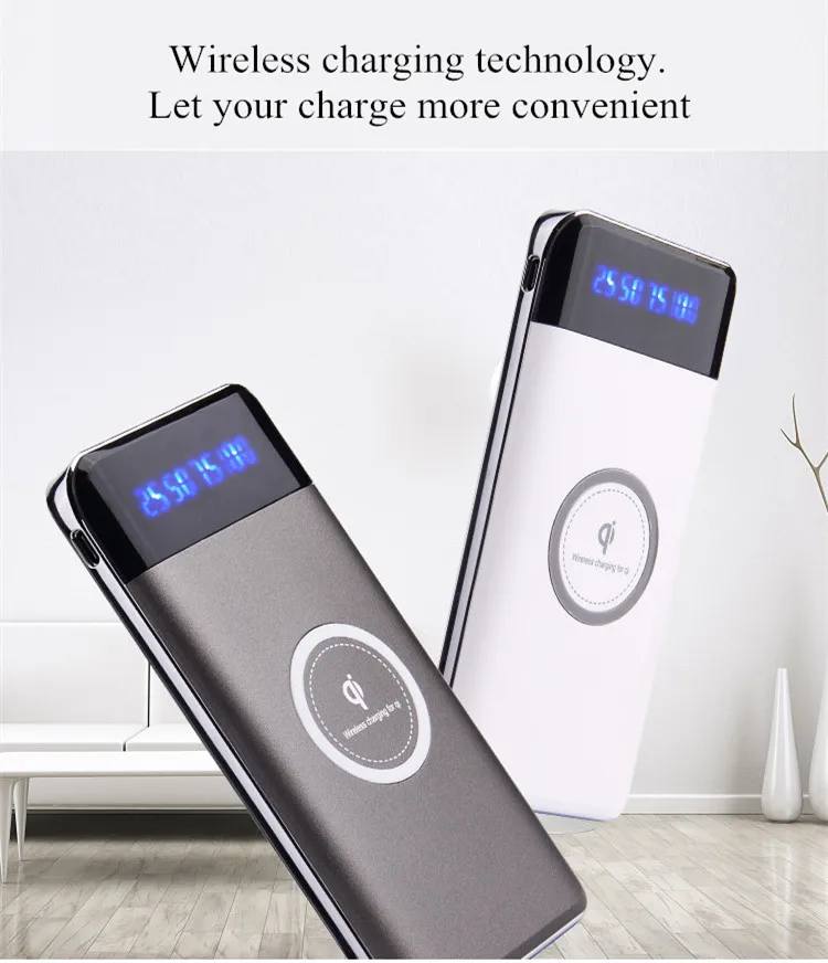 Power Bank 10000mAh Qi Беспроводное зарядное устройство для iPhone X портативное мобильного