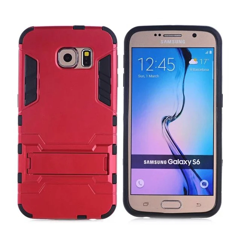 For Samsung Galaxy S6 edge Plus S6edge Hard Silm Hybrid Duty Armor Shield Case TPU + PC Back Cover Protective With Stand etui |