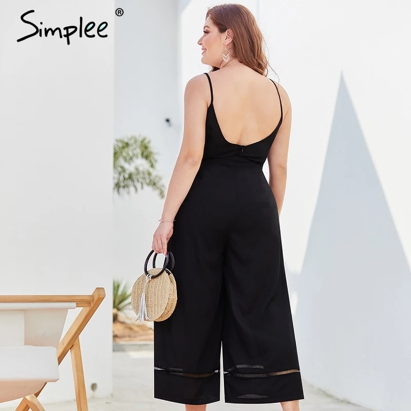 Simplee плюс размер v-образным вырезом женский комбинезон сексуальный спагетти