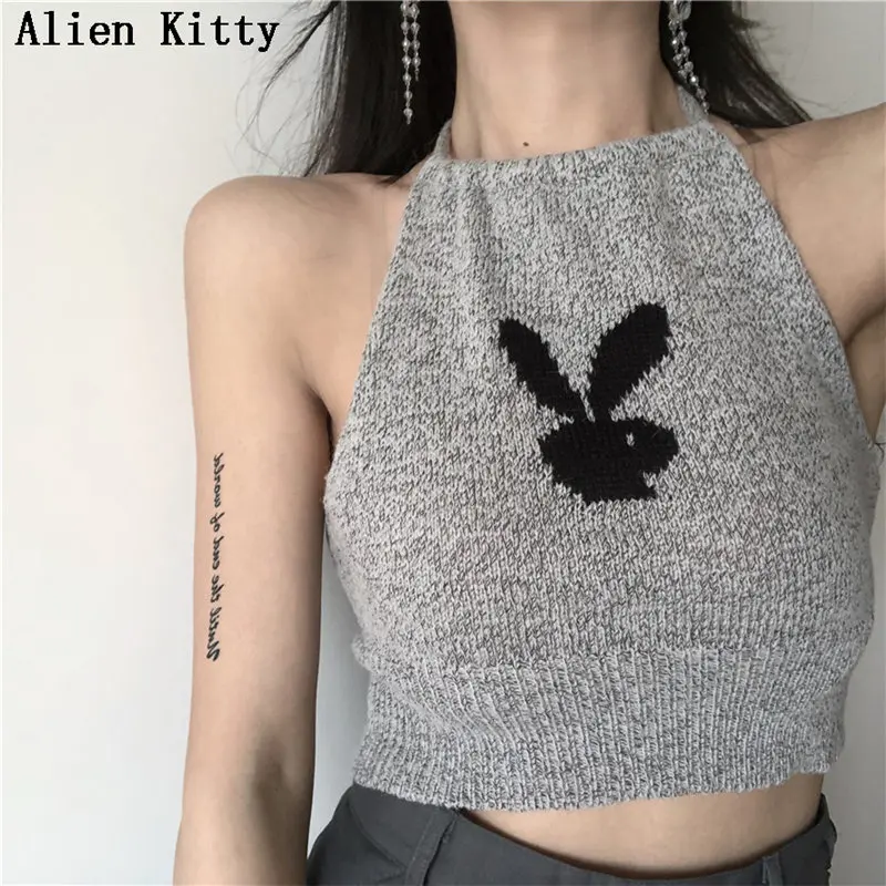 Женский винтажный жилет Alien Kitty мягкий тонкий вязаный Топ на бретельках с
