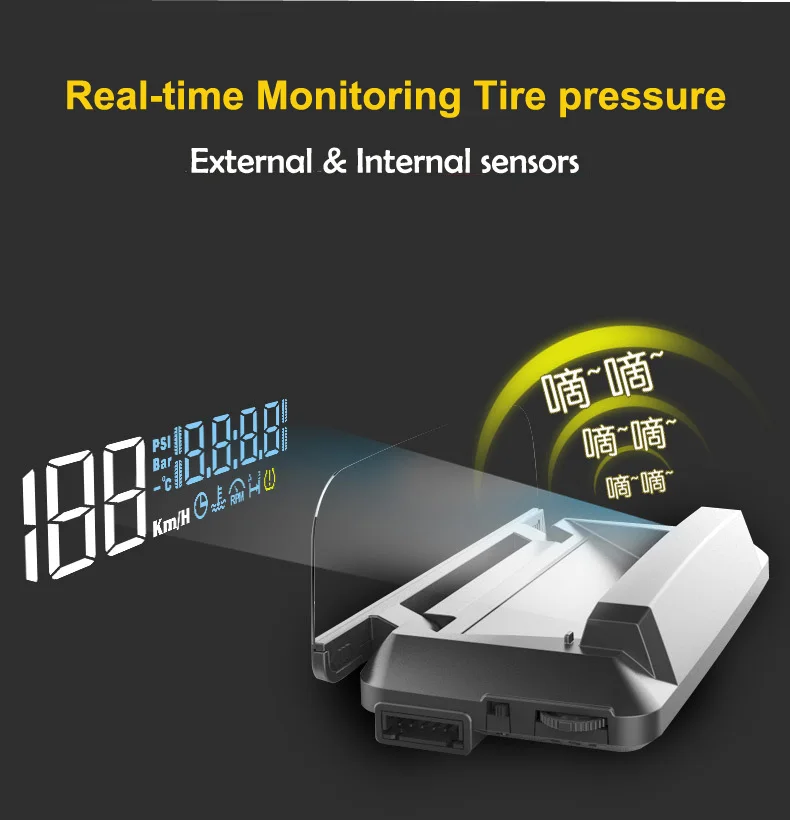 EANOP TPMS зеркало HUD OBD2 дисплей Спидометр лобовое стекло проектор на бортовой компьютер с сигнализацией давления в шинах