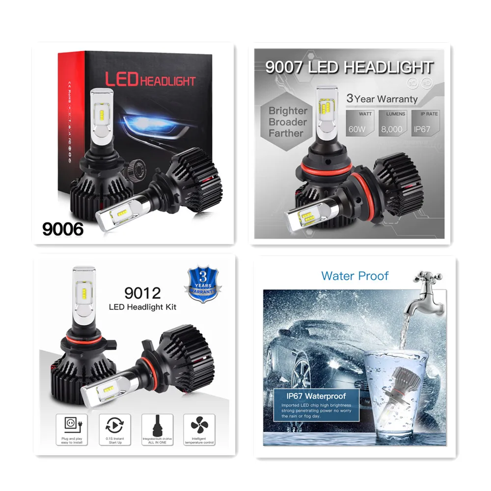 Автомобильный задний фонарь светодиодный Philips T8 H4 H7 H8 H13 9004 9005 9006 9007 9012 6500K Philips светодиодный Lumi светодиодный светодиодные чипы для мотоцикла ATV внедорожник Грузовик
