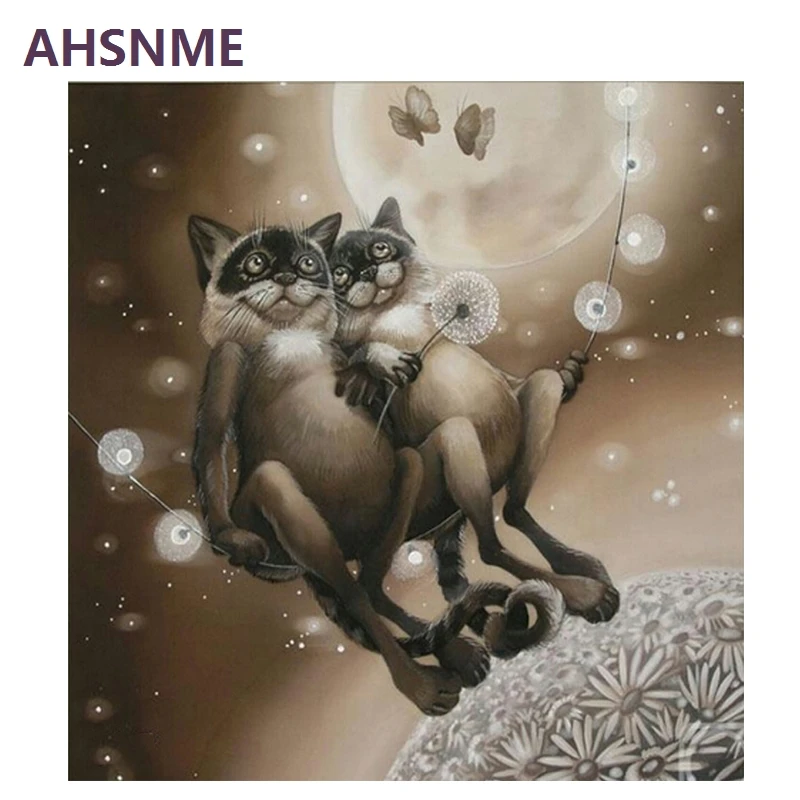 AHSNME 40x50 см парный милый кот Сделай Сам масляной Набор для рисования по номерам настенная художественная картина домашний декор детский набор для обучения рисованию 969