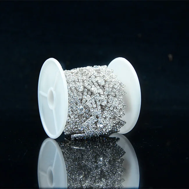 4 ярдов прозрачные стеклянные свадебные из горного хрусталя отделка мелкая цепь