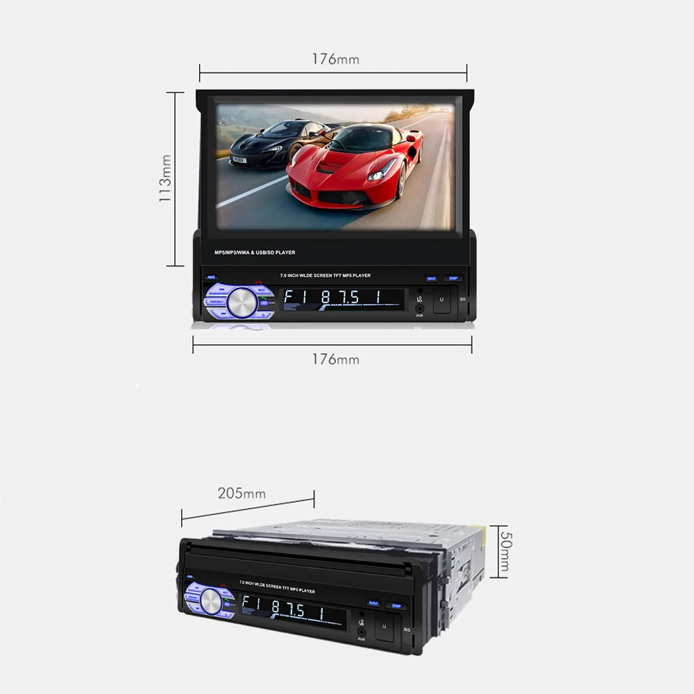 Выдвижной 7 &quot1 Din Android 9 1 автомобильный Радио мультимедийный видео плеер GPS