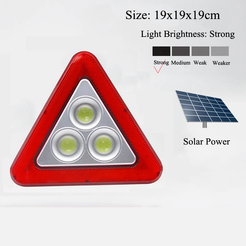 Solar Large Size Автомобиль с питанием от солнечных батарей многофункциональный аварийный светильник Треугольники светодиодный Предупреждение лампа 3 COB 4 режима на открытом воздухе Портативный прожектор с зарядка через usb Порты и разъёмы - Испускаемый цвет: Solar Large Size