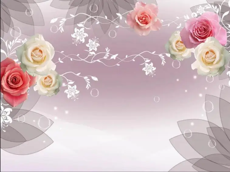 Фото обои высокое качество 3D стереоскопический ретро ностальгия розы ТВ фон