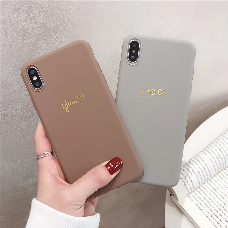 Gimfun Simple Love Heart Phone Case for Iphone Xs Max Xr Glitter Matter Floral Tpu 6s 7 8plus X Back Cover | Мобильные телефоны и