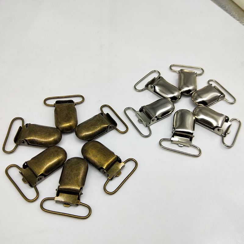 

Sillver/Bronze metal hook baby dummy pacifier holder clips suspender clip soother clips for baby ribbon 50 pcs/lot 1'' 25mm