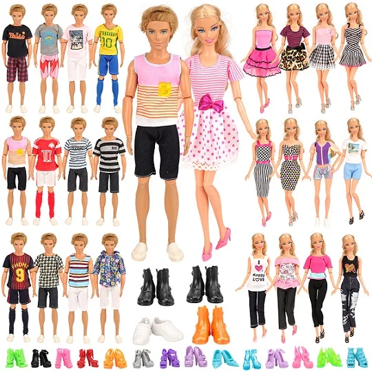 No Doll Мода ручной работы случайный выбор 34 предмета/комплект = 10 одежда для Кена 4 обувь для Кена 10 обувь 10 Одежда для куклы Барби аксессуары платье - Цвет: No Doll