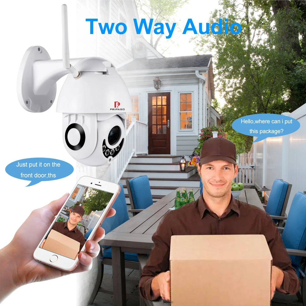 Беспроводная домашняя камера видеонаблюдения 1080P 2 Мп Wi Fi HD 360 слежения PTZ с
