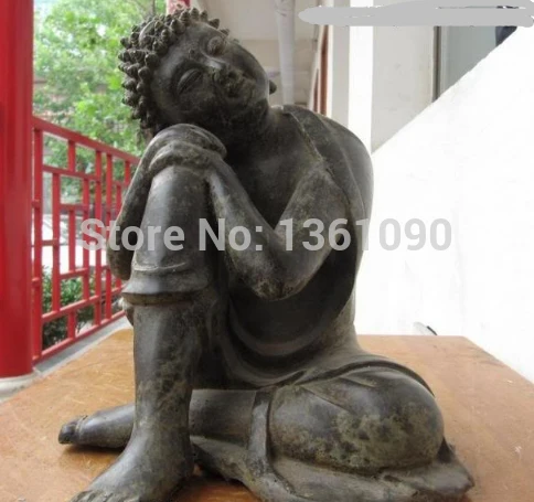 

xd 00802 10" Tibet Fane bronze Carved of pensive rest tathagata Sakyamuni buddha statue