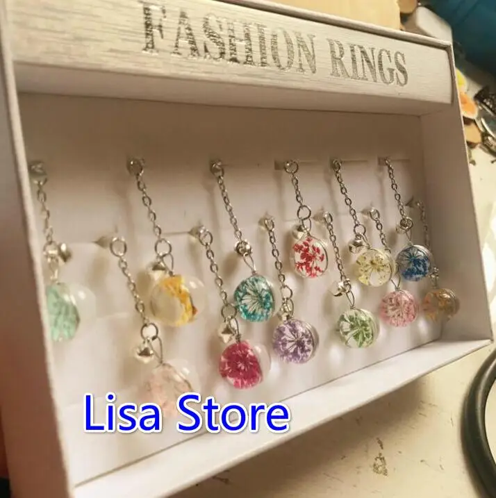 Бесплатная доставка 24 шт. (2 коробки) хрустальный шарик с высушенным цветком