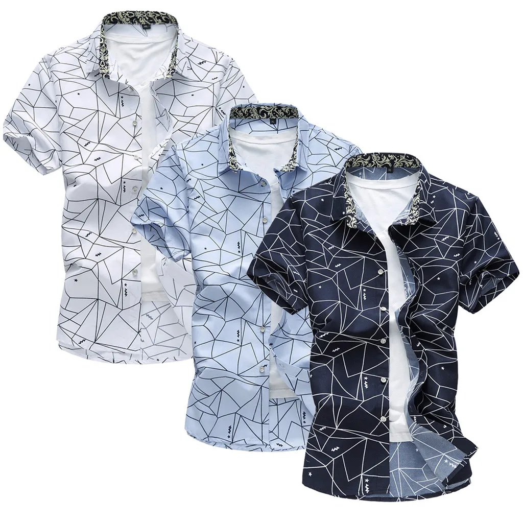 Womail, M-6XL, мужские рубашки с принтом, с коротким рукавом, мужские, брендовые, повседневные, мужские, тонкие, однобортные, Гавайские рубашки, плюс размер, одежда