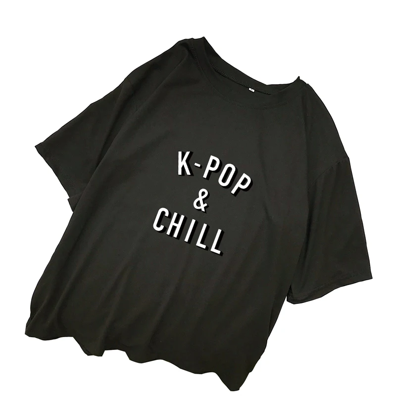 Kpop & холодильные и буквенным принтом футболки для женщин Летняя футболка Женская