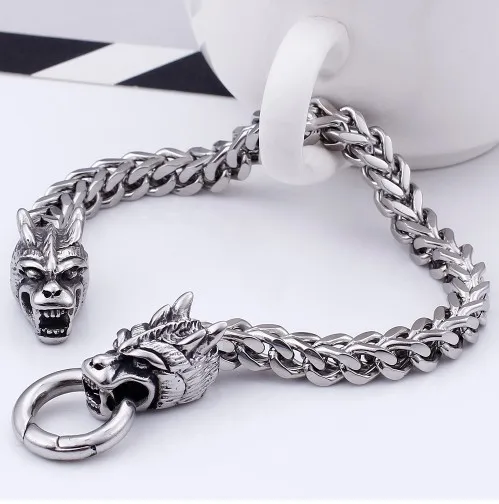 Мужской браслет с двойной Головой Дракона Крутое Ювелирное Украшение из