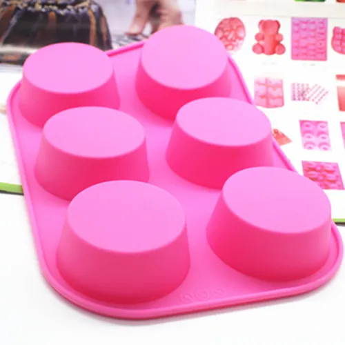 

6 cavity 26*17*3CM round shape Silicone soap mold handmade Chocolate Fondant cake mould Baking mold DIY tools