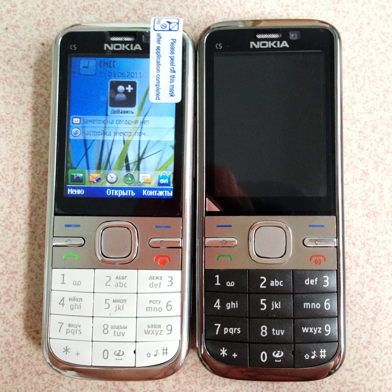 NOKIA C5-00 C5 мобильный телефон разблокированный иврит Арабский Русский Клавиатура Восстановленный мобильный телефон