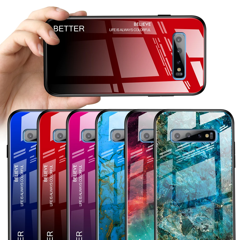 Роскошный чехол для телефона из закаленного стекла Samsung Galaxy S10 S9 Plus Note 9 S10E с
