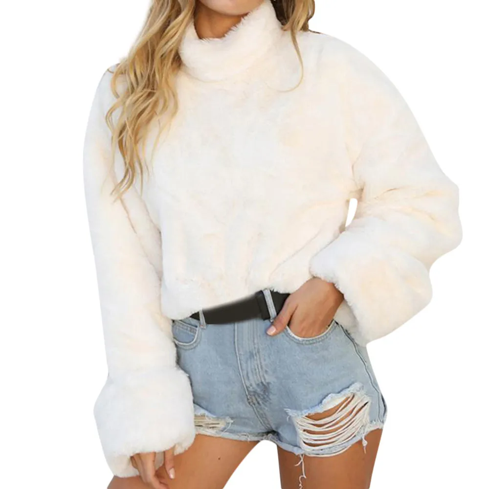 2018 Winter New Fashion Women Sweater Warm vintage white Long Sleeve High Neck Pullover Vintage White dropshipping | Женская одежда