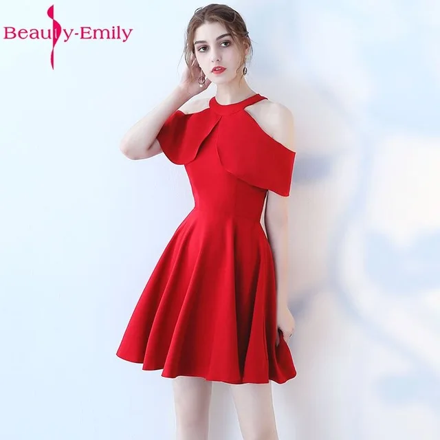 Beauty Emily черные красные А-образные короткие сексуальные платья для выпускного вечера платья для выпускного вечера с круглым вырезом без рукавов официальные платья - Цвет: Wine Red