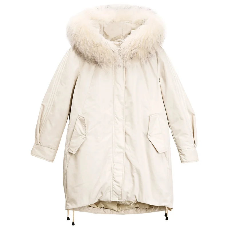 2018 New Arrival Aporia.king Long Solid Zipper Wide-waisted Thick Full White Duck Down Casual Coats | Женская одежда