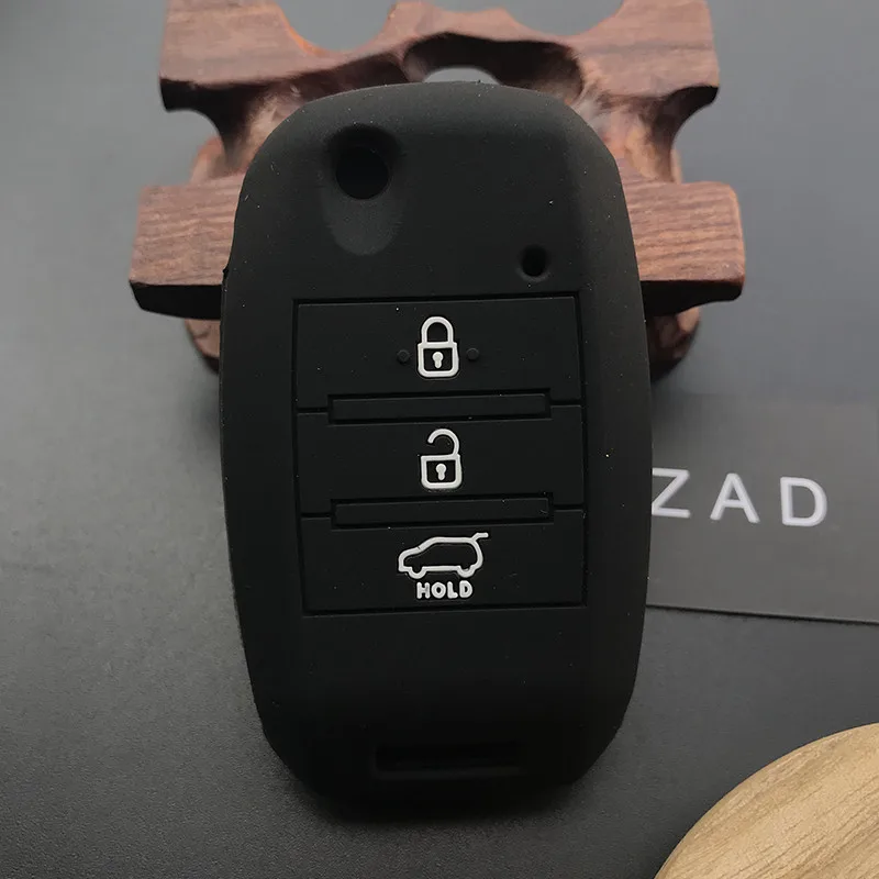 ZAD силиконовый чехол для ключа автомобиля для KIA rio Sportage ceed Sorento cerato K2 K3 K4K5 3 кнопки флип чехол для ключа дистанционного управления - Название цвета: Черный