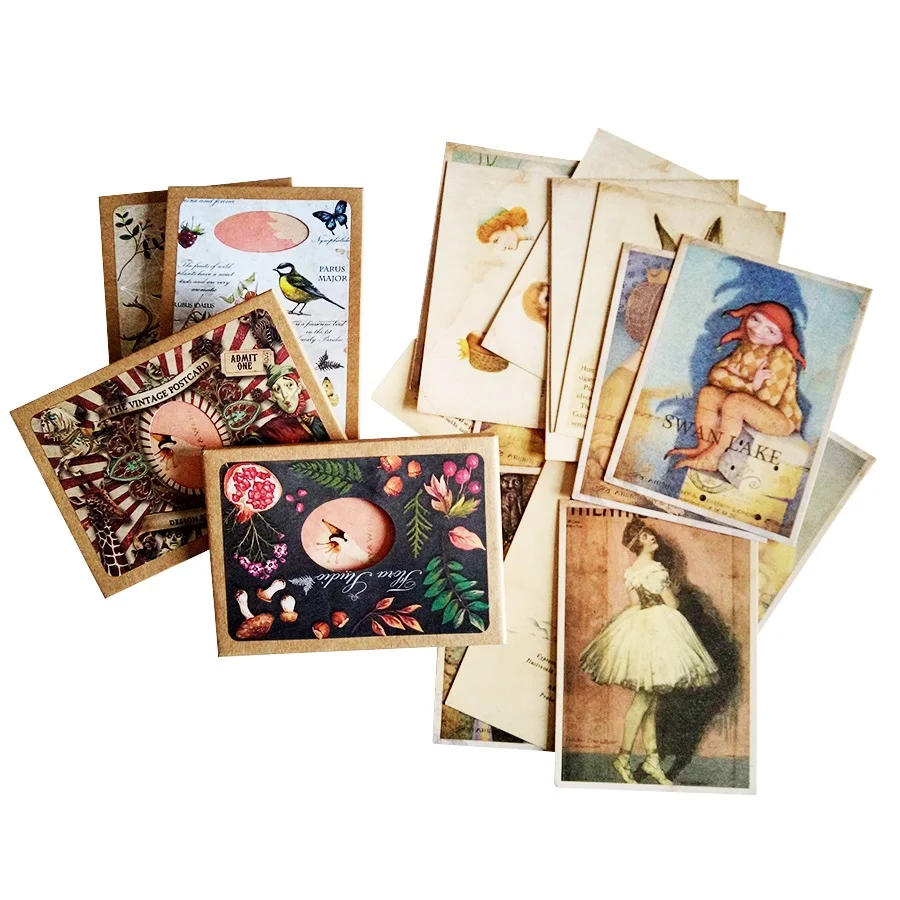 

16 Pcs/lot Chic business cards Postcards Greeting Cards For Swan Lake Background Cards Lovely Picture Party Gift