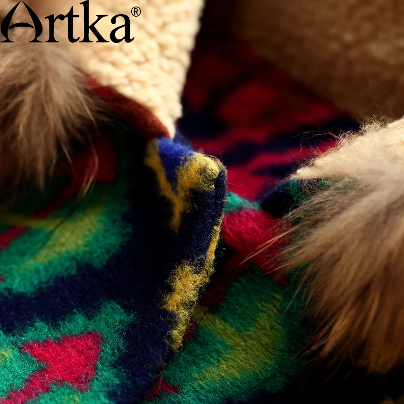 Женская куртка с капюшоном ARTKA шерстяной кардиган в клетку верхняя одежда на