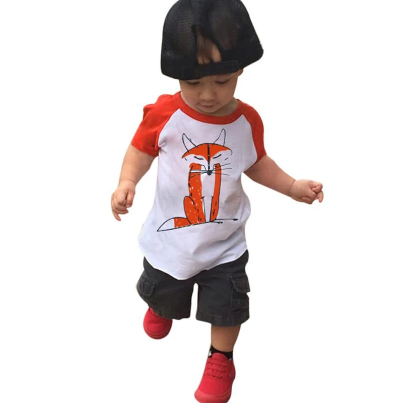 

SOSOCOER Boy T Shirt 2017 Cartoon Fox Girl T-shirt Summer Style Fashion Cute Animal Short Sleeve Baby Tshirts Tops Kids Clothes