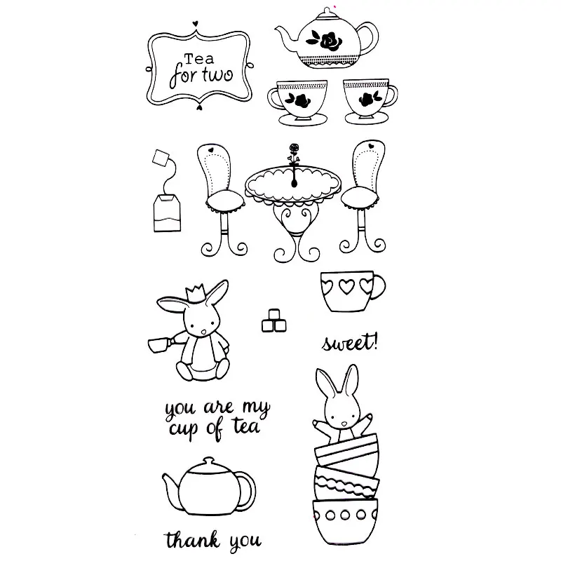 

YOU ARE MY CUP OF TEA SWEET THANK Scrapbook DIY photo cards account rubber stamp clear stamp transparent Handmade card stamp