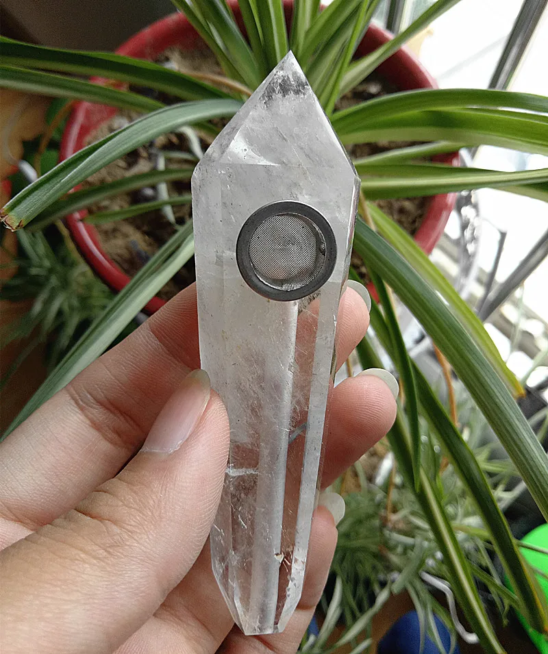 

1pcs free shipping! natural clear crystal smoking pipe white crystal quartz Cigarette holder as gift