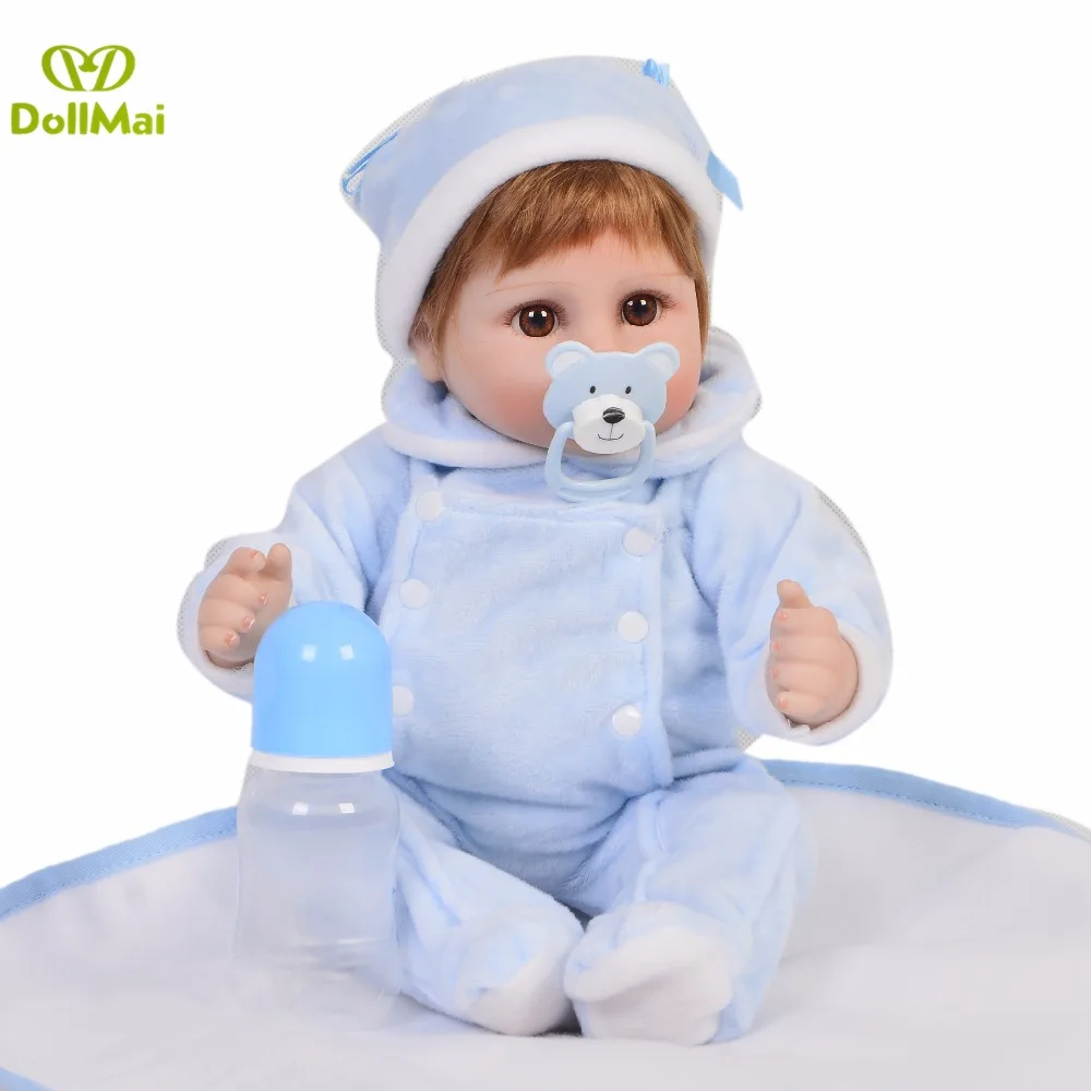 Силиконовые карие глаза Reborn Baby 42 см голубая улыбка для девочек и мальчиков