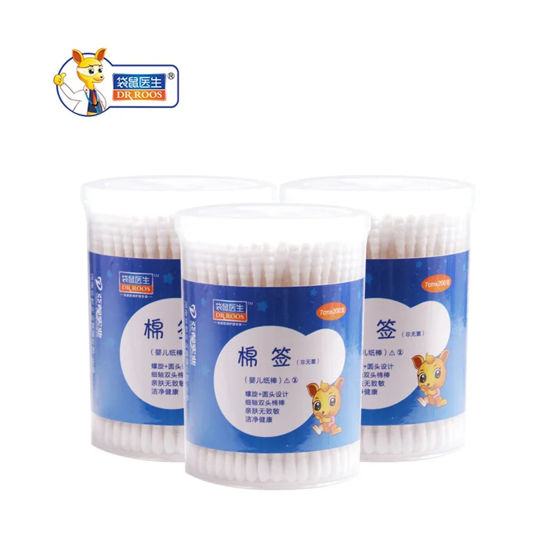 DR. ROOS 400 шт детские ватные тампоны спиральная головка двухголовый удобный ватный