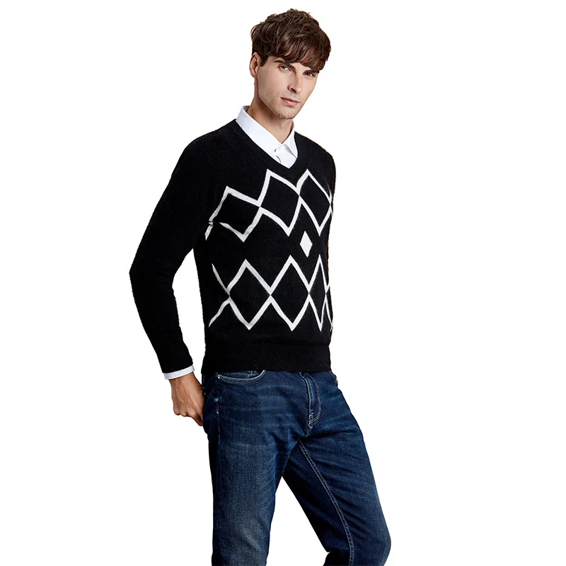 

ZHILI Men's Autumn Winter Pullover Casual Soft and Light Weight Cashmere Sweater