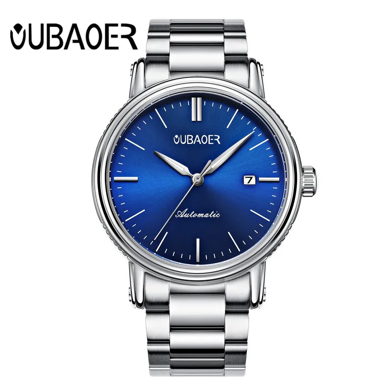 OUBAOER Automatic Mechanical Men Watch Top Brand Luxury Stainless Steel Mens Watches Military Sport Skeleton Male Clock Hot | Наручные