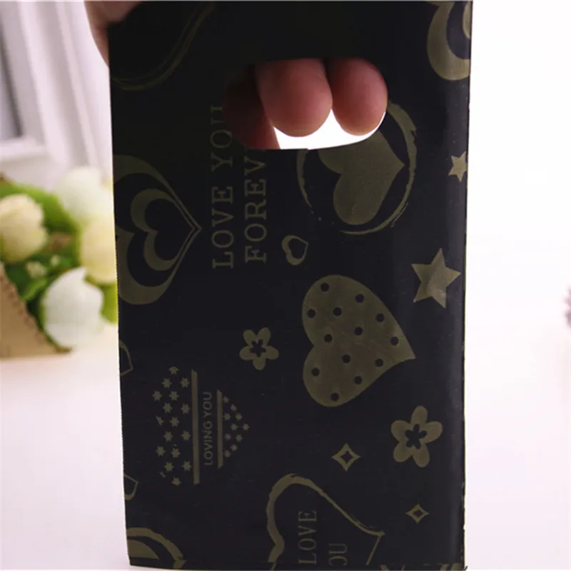 New Design High Quality Wholesale 50pcs/lot 9*15cm Luxury Plastic Vintage Small Wedding Gold Heart Gift Packaging Bags | Дом и сад