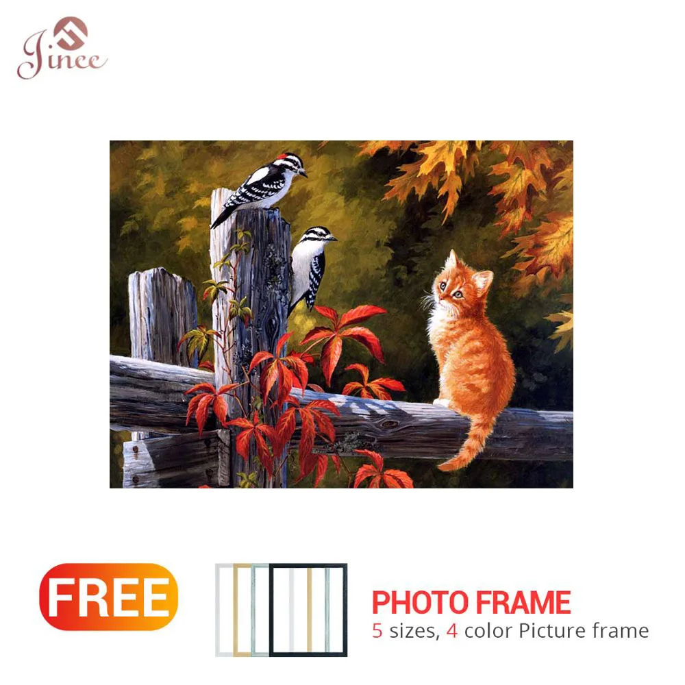 

Алмазная живопись «сделай сам», изгородь, кот, рукоделие, подарок, полное сверление, алмазная вышивка, вышивка крестиком, праздничный подаро...