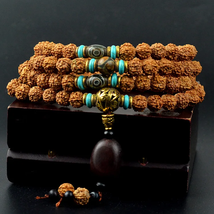 Тибетские бусины KingKong Bodhi 108 четки 8 мм круглые браслеты Rudraksha семена Бодхи Будда