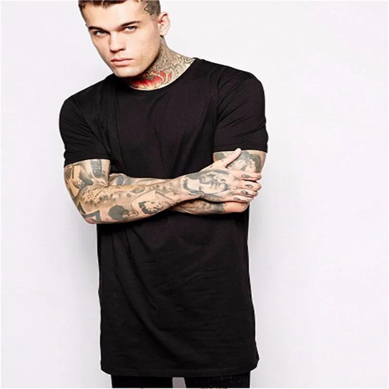 2017 новая одежда преступности длинные черные Футболки хип хоп ярусы