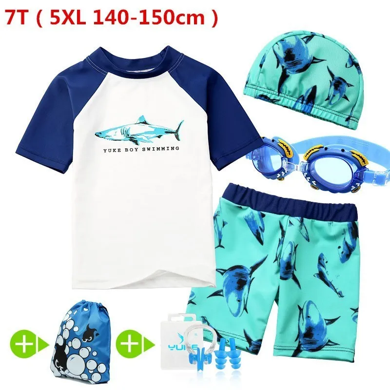 4Pcs Shark Suit Для маленьких мальчиков, одежда для купания, детские плавки для купания, сёрфинга Костюмы 4 шт. очках Купальник "Акула" детская пляжная одежда, защита от УФ для Летние Боди - Цвет: 4Pcs Shark Suit