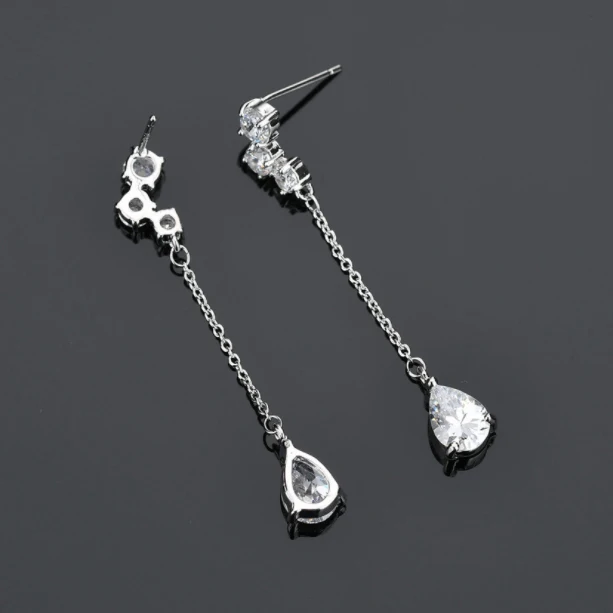 

Korean tassel long earrings female fashion earring temperament drop AAA zircon earrings