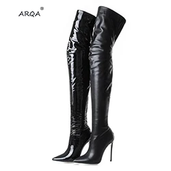 

2019 autumn and winter new knee high tube stretch boots nightclub high-heeled pointed long boots slim skinny legs big size
