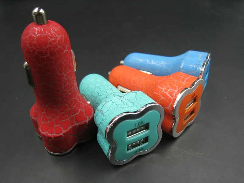 Сливы трещины зарядное устройство для автомобиля с двумя портами USB сигареты 2.1A