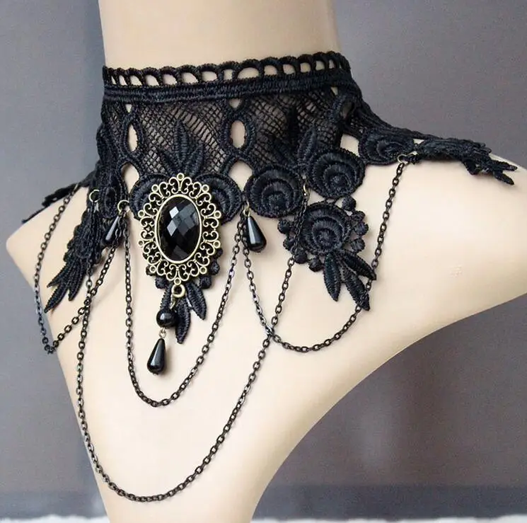 Ожерелье чокер из черного кружева в готическом стиле|fashion jewelry|jewelry fashionlace choker |