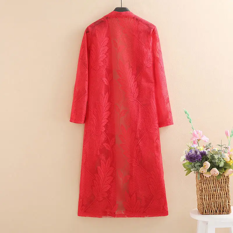 Женская кружевная блузка с принтом длинная ажурная пляжная туника свободного