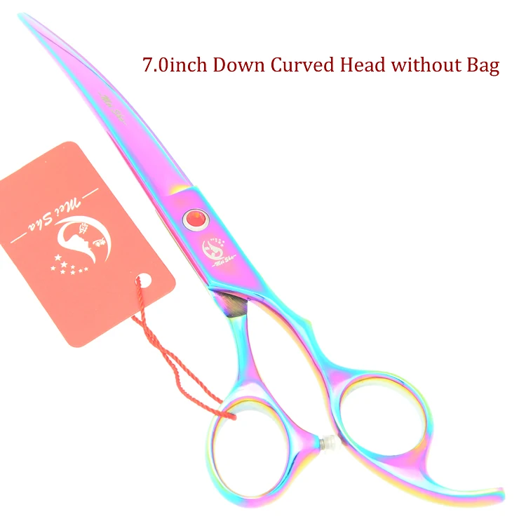HB0107 no Bag Профессиональные ножницы для ухода за собакой Meisha 7," с радугой, прямые ножницы для стрижки домашних животных, филировочные ножницы, изогнутые ножницы, инструмент для обрезки HB0099 - Цвет: HB0107 no Bag