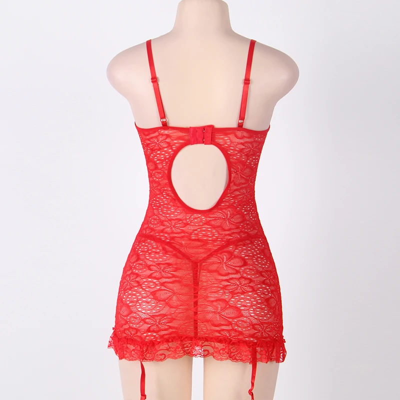 Прозрачный бантик Babydoll Sleepwear Холтер сексуальное женское белье плюс размер