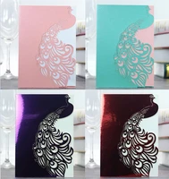 100pcs laser cut hollow peacock invitations card for wedding party invitation cards with envelope seal